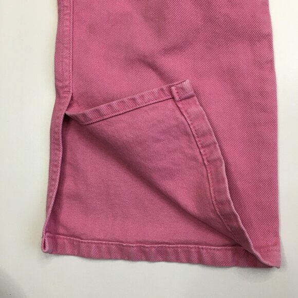 BDG URBAN OUTFITTERS Pink Slit Hem 5 Pocket Logo Hardware High Rise Waist Jeans - Picture 9 of 12